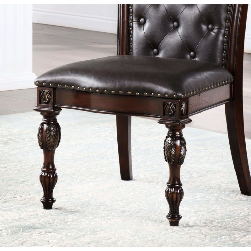 2 chaises d'appoint en cerisier brun traditionnel, 2 pièces, chaise de salle à manger de luxe avec 2 accoudoirs