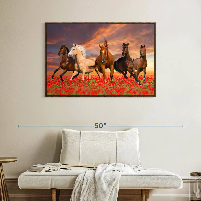 Mustang Horses, Cadre flottant noyer, 40 po x 27 po