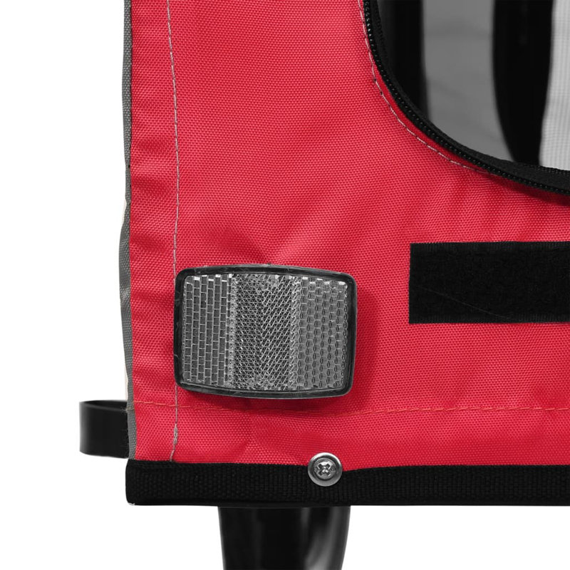 vidaXL Pet Bike Trailer Oxford Fabric and Iron, Red/Grey, 53cm H x 124cm W x 53cm D