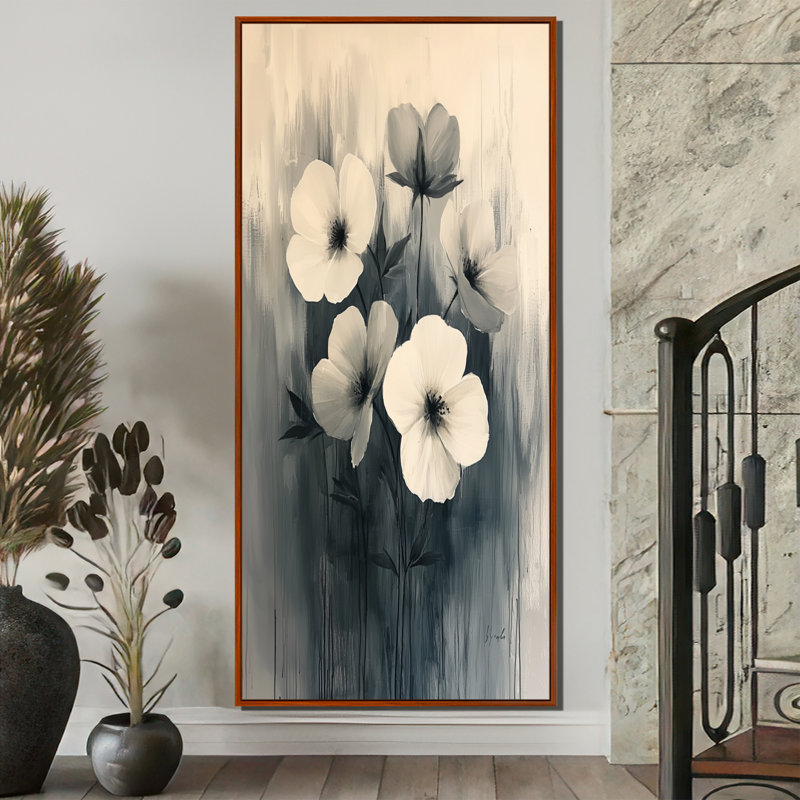 Ahner - impressions sur toile florales, H 60 po x l 28 po, Brun, Impression encadrée flottante