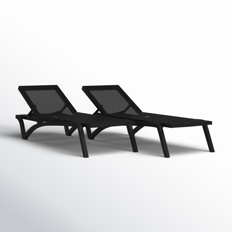 Estes 76" Long Reclining Single Chaise, Black