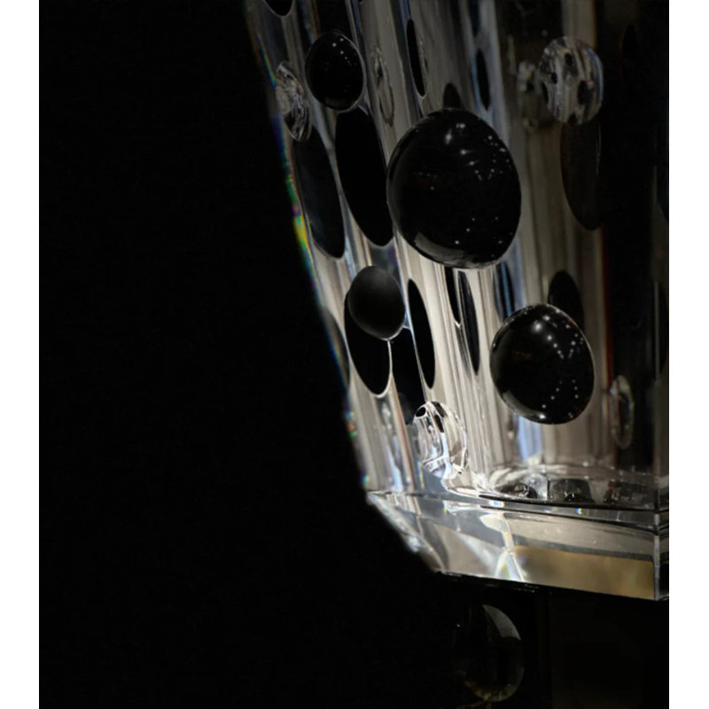 Handcrafted Black and Clear Crystal Decorative Table Vase