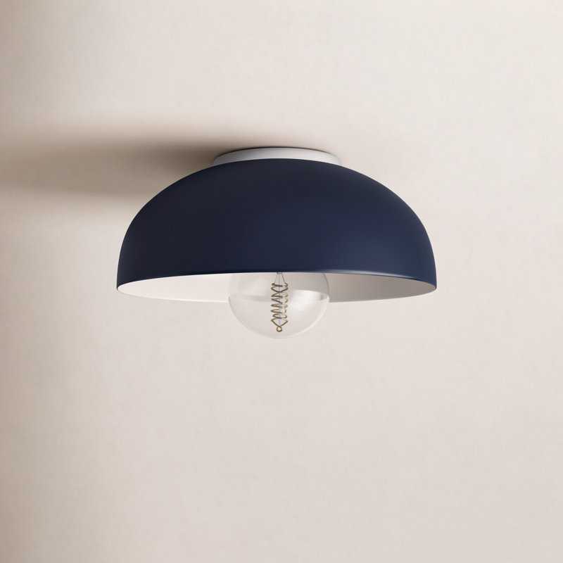 Rodanthe Flush Mount, Polished Nickel, Navy, 6" H x 14" W x 14" D