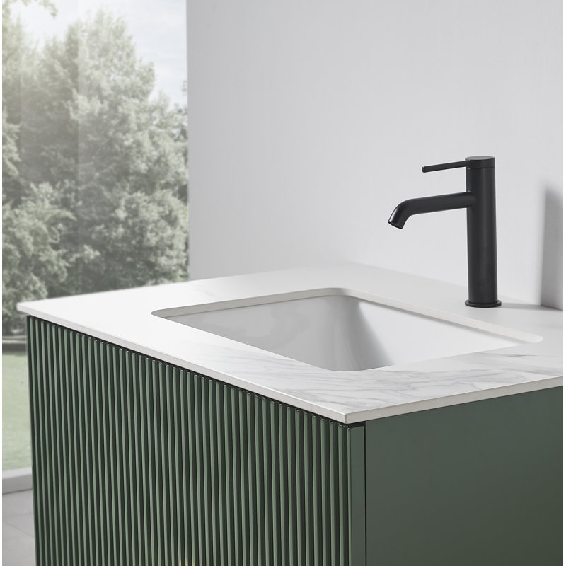 Meuble-lavabo mural moderne de 30 po Jamell, Vert forêt, Blanc