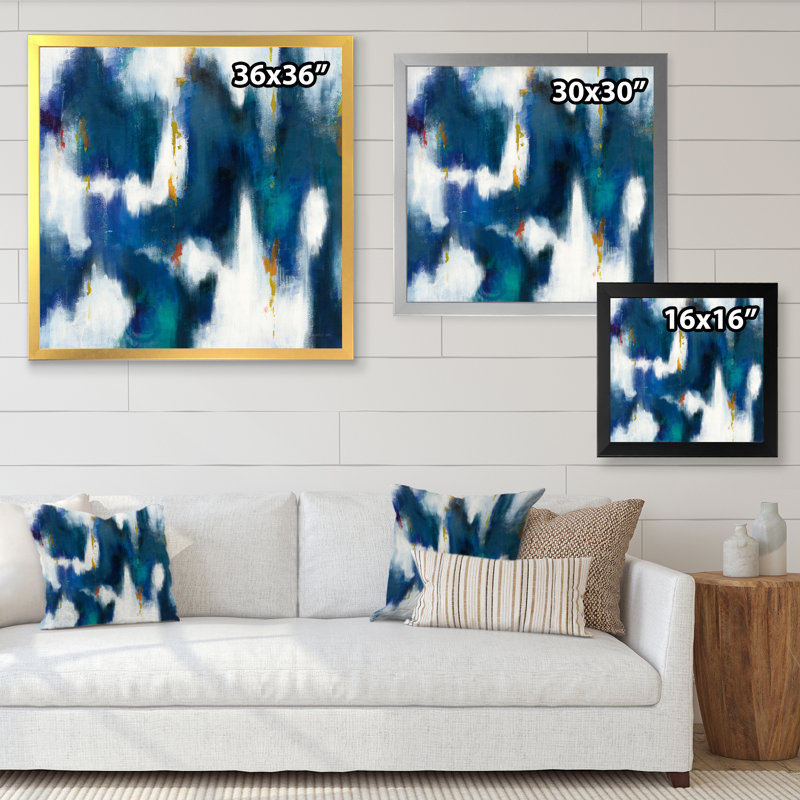 « blue glam texture ii », reproduction d’art sur toile, H 16 po x l 16 po x P 1 po, Cadre noir