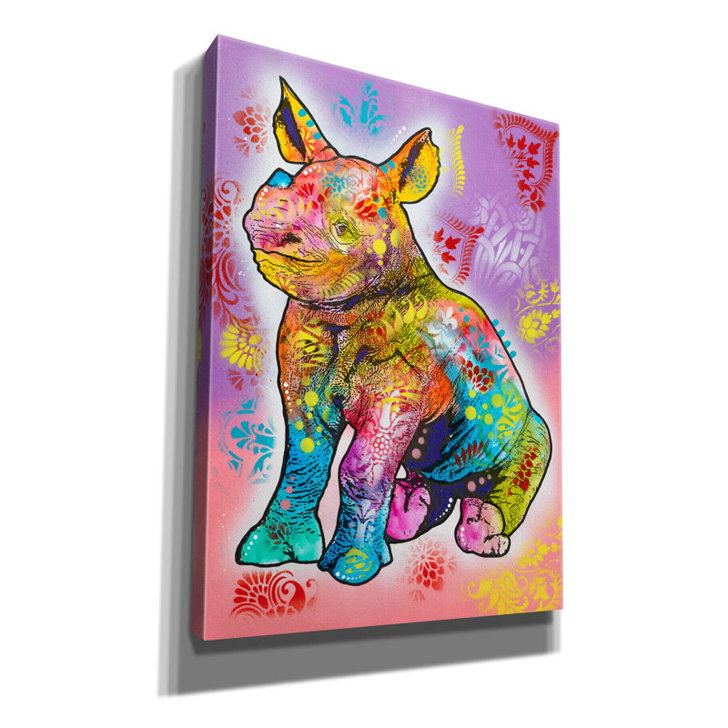 «Aminal Bebees - Rhino Sploot» par Dean Russo, art mural sur toile, H 54 po x l 40 po x P 1,5 po