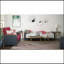 Causeuse rembourrée rembourrée avec garniture en bois et rangement, microfibre bourgogne / polyuréthane noir-1456543156