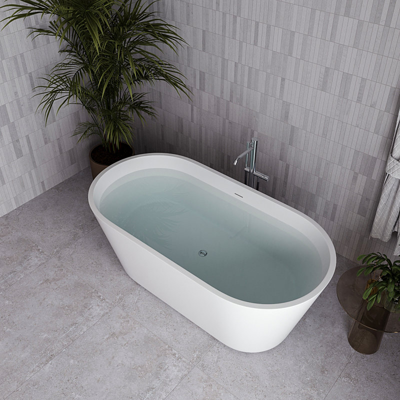 Baignoire autoportante 59 "avec drain interne Streamline, Chrome poli