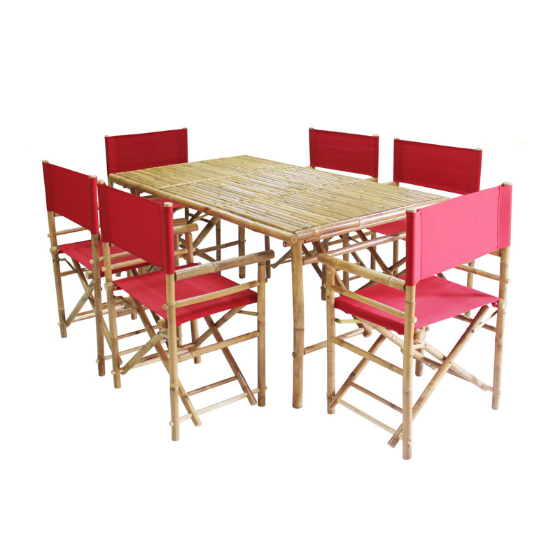 Ensemble repas 7 pièces avec coussin Woen, L 63 po x l 29,92 po x H 29,5 po, Rouge