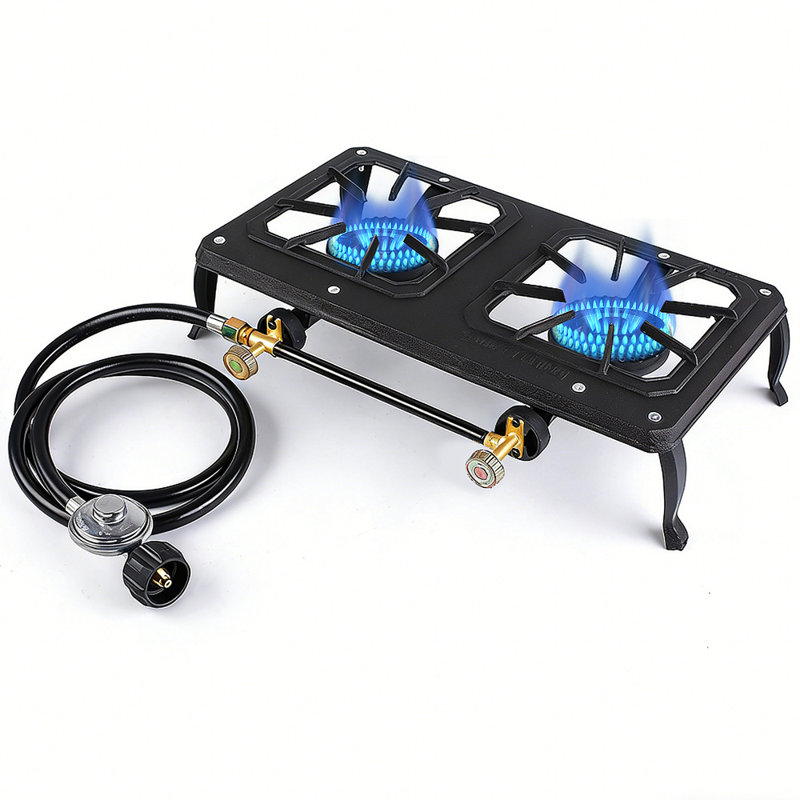 Two Burner Cast Iron Flame Camping Stove