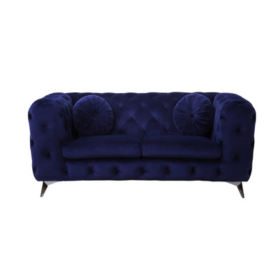 Causeuse en velours bleu Atronia