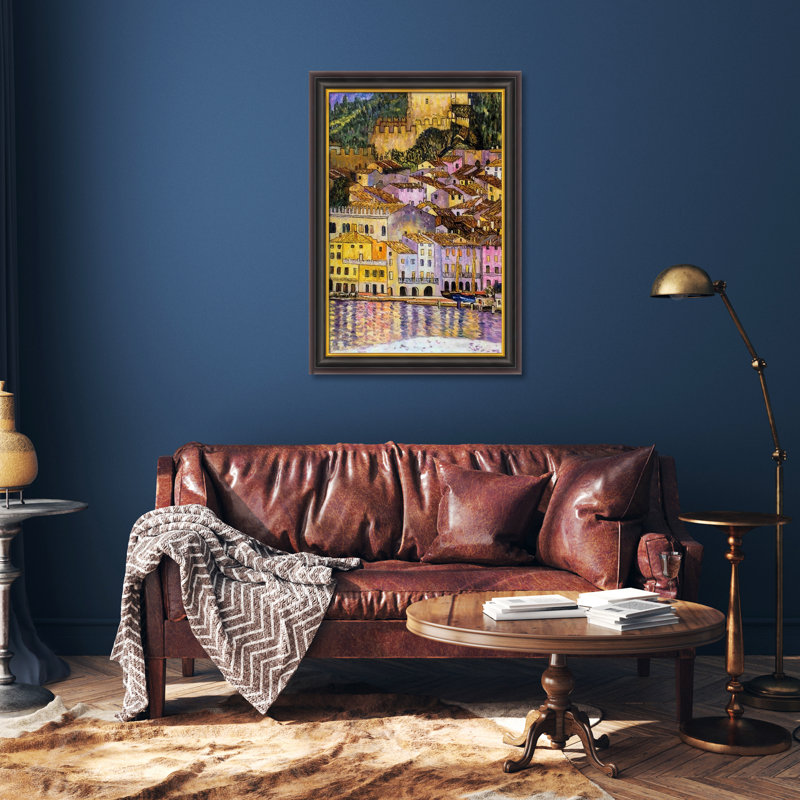 Malcesine sur le lac de Garde par Gustav Klimt - reproduction d'art encadrée, H 30 po x l 42 po x P 2 po, Cadre opulent