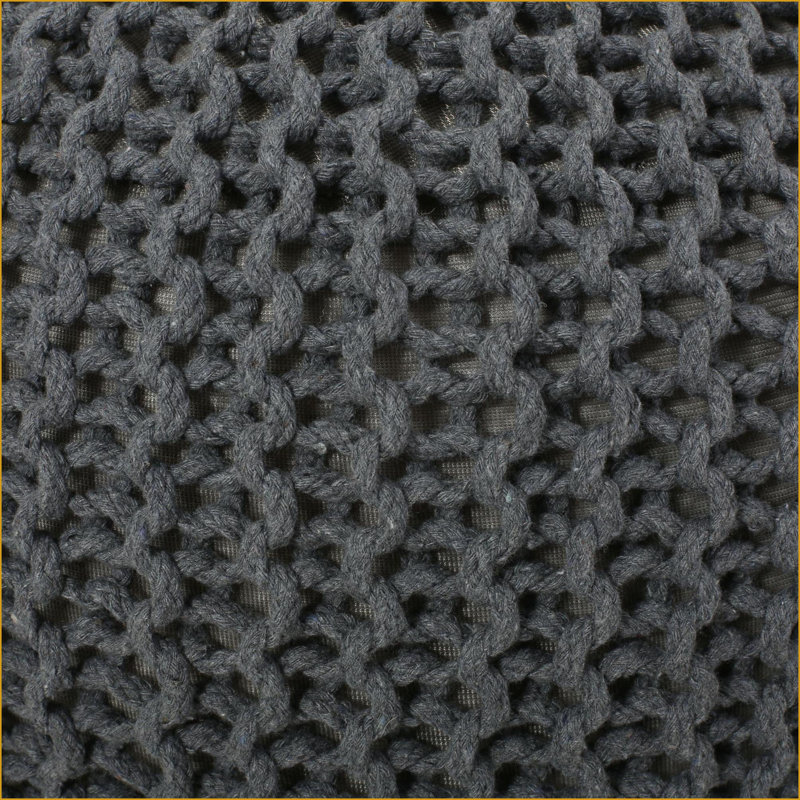 Pouf rond en coton tricoté pour salon | Gris ardoise | Coton
