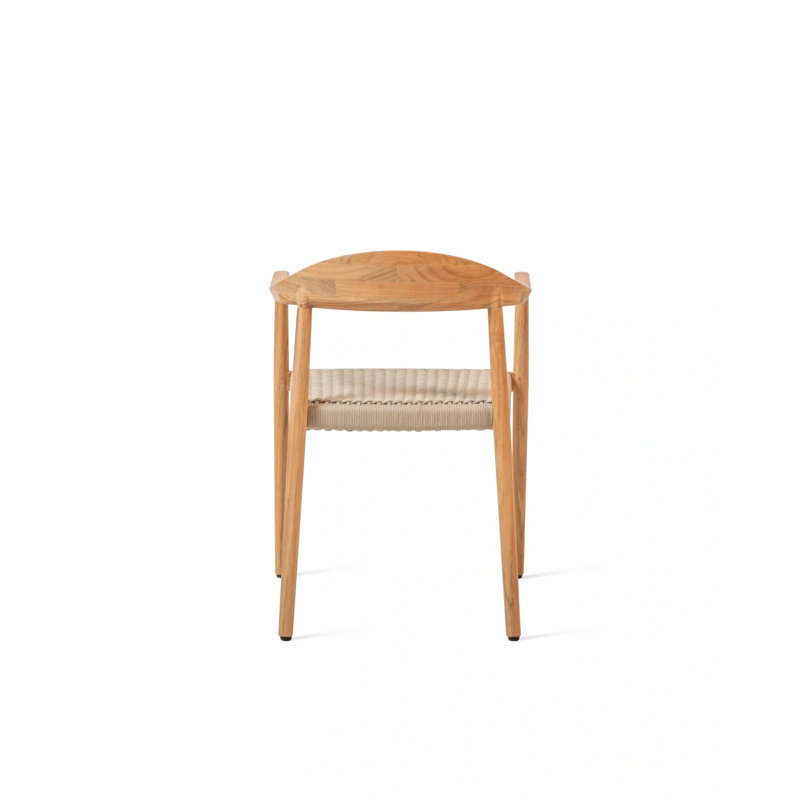 Fika Dining Armchair Untreated Teak Flax Rope