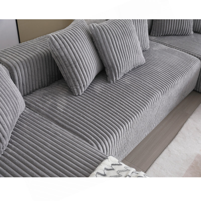 Canapé modulaire 133,45 po en U modulaire en tissu rayé 4 places pour salon spacieux