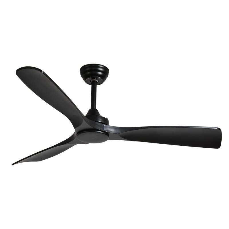 Ventilateur de plafond 52 po intérieur / extérieur noir pour patio avec télécommande et minuterie de moteur réversible à 6 vitesses