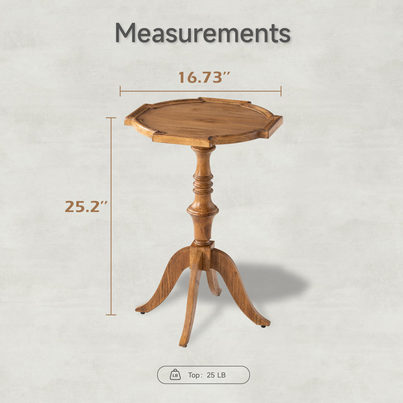 Table de bout à piédestal en bois Farmhouse