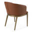 Aragon - Chaise de salle à manger moderne en cuir végétalien brun et laiton