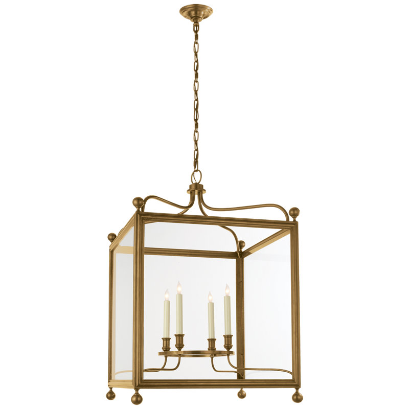 J. Randall Powers Greggory Small Lantern, 19" H x 12" W x 12" D, Hand-Rubbed Antique Brass