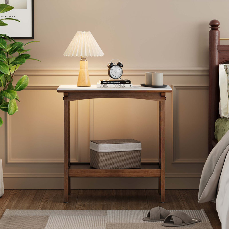 Table d'appoint de style rétro avec tablette de rangement, idéale pour les petits espaces dans le salon, le vestibule et comme table de chevet