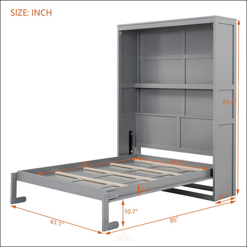 Lit escamotable double pleine grandeur avec tablettes
