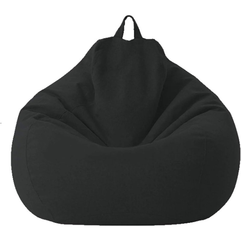 Fauteuil à billes rempli de mousse en forme de goutte 3 pi (housse et rembourrage inclus), Noir