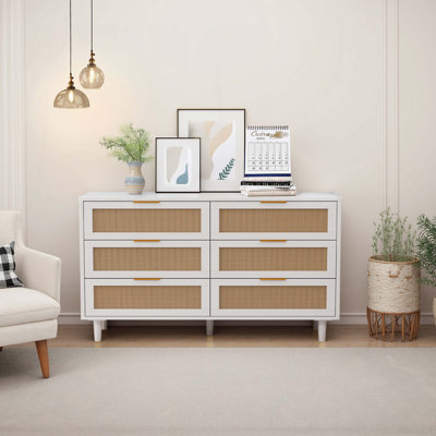 Console en bois avec 6 tiroirs, bois