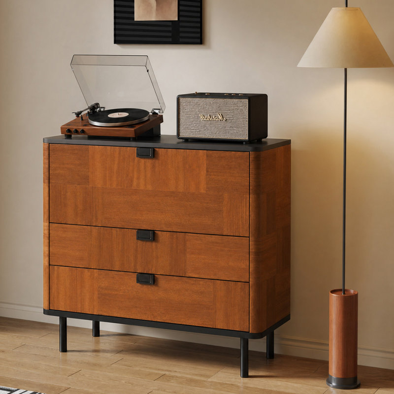 Buffet moderne noir + fritté brun + bois manufacturé + buffet en fer, 31.5
