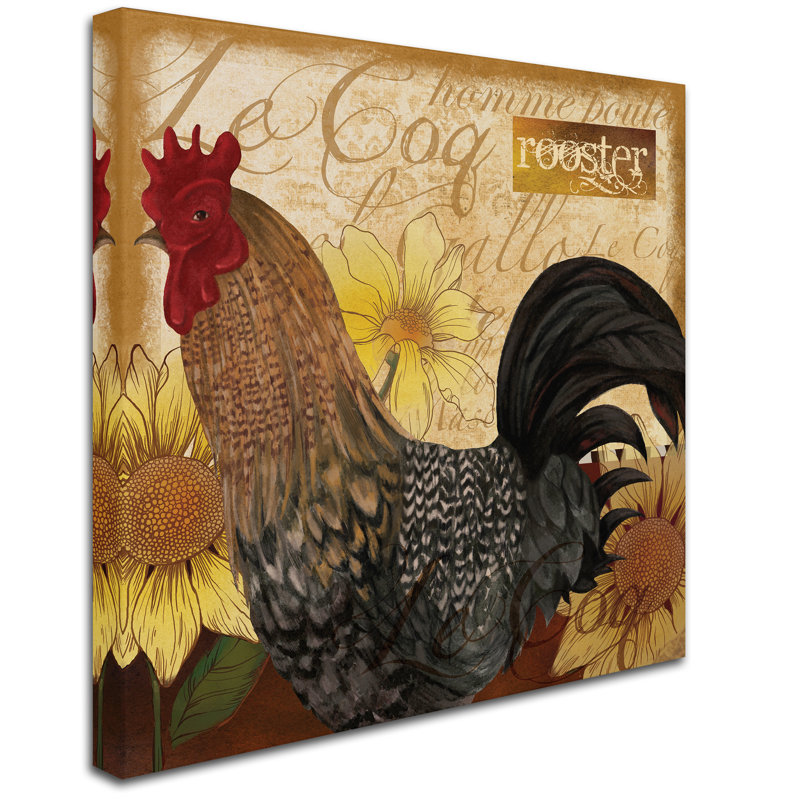 'Rooster' Graphic Art Print on Wrapped Canvas, 14" H x 14" W