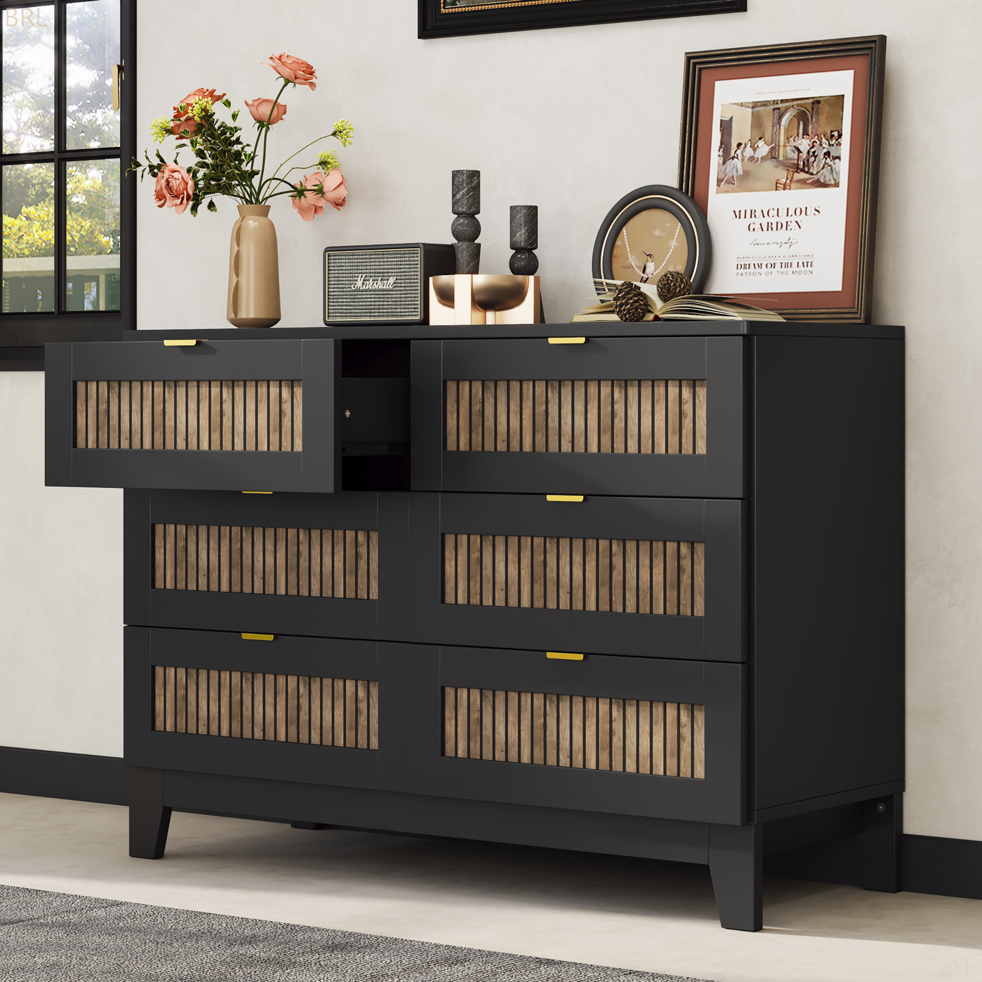 Ophelia & Co. Rustic Farmhouse Style Wooden Dresser With 6 Drawers ...