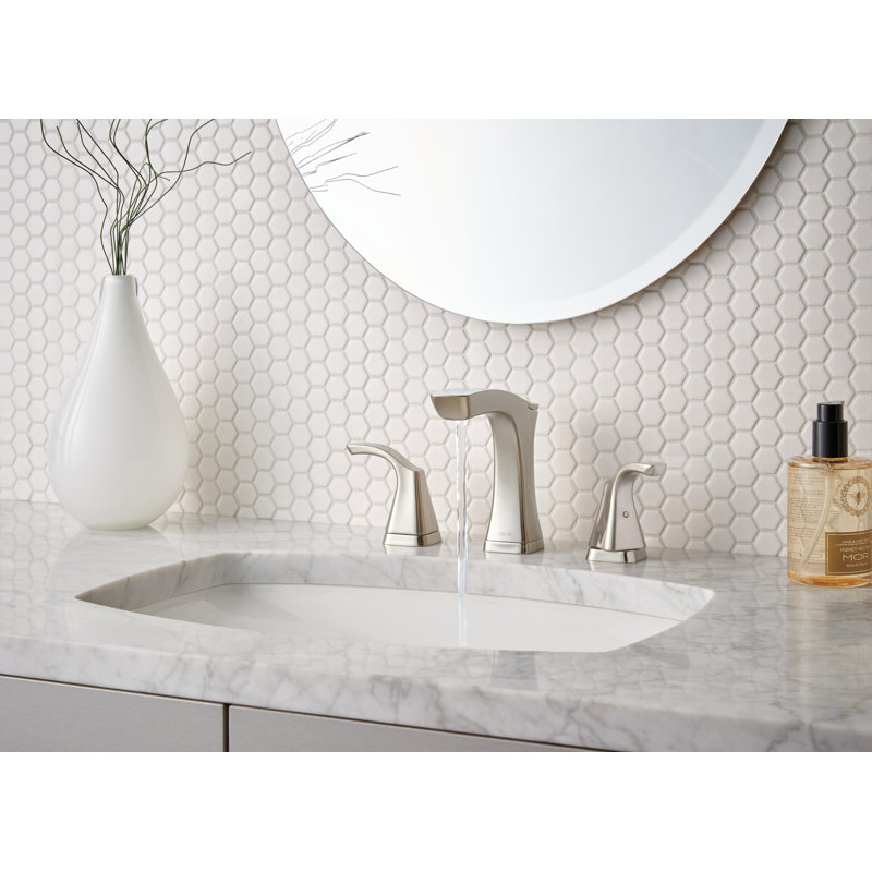 Tesla® Widespread Bathroom Faucet with Drain Assembly and DIAMOND Seal Technology, Brilliance Polished Nickel