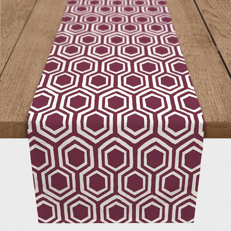 Chemin de table Hexagons, 90 po x 16 po, Mauve