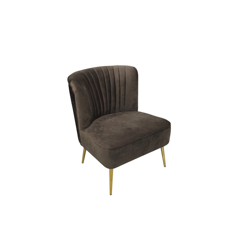 Chaise d'appoint capitonnée 28 po, Velours brun
