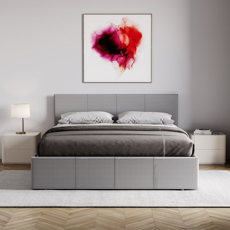 Wilna Upholstered Ottoman Bed, UKFR Certified, Kingsize (5'), Grey