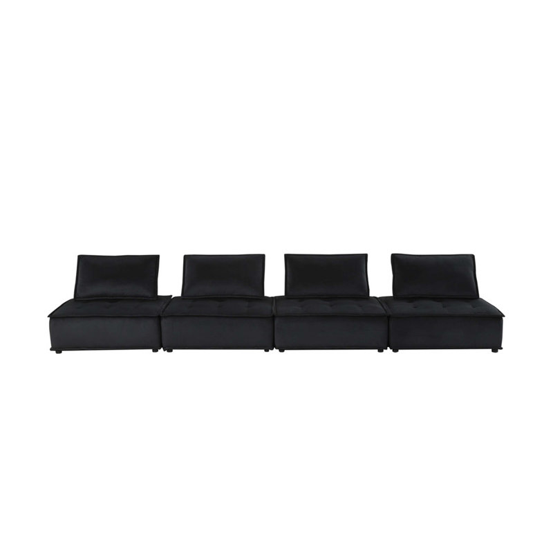 Aveline 160"W Velvet 4-Seater Modular Sectional Sofa, 29" H x 160" W x 40" D