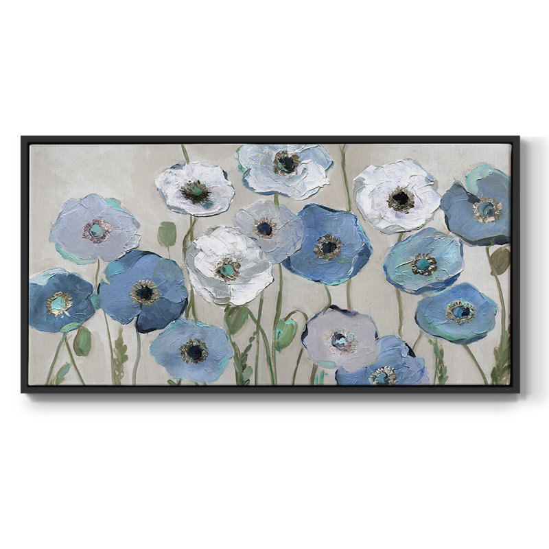 Coquelicots - Toile tendue avec châssis tendue - Prêt à accrocher, H 21 po x l 41 po, Noir