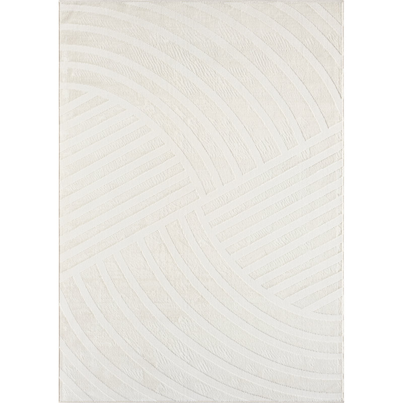 Abani Oltmann Oltmann100A Neutral Modern Linear Cream Area Rug, Rectangle 4' x 6'