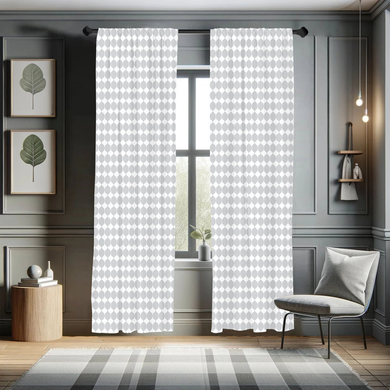 Geometric Semi-Sheer Rod Pocket Sliding Panel, 28" x 63"