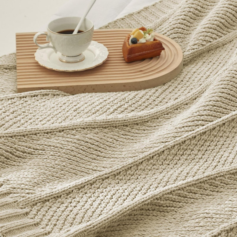 Jeté Chunky Knit, L 60 po x L 80 po, Beige