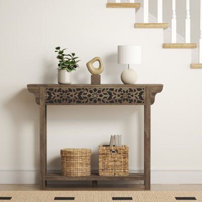 Ariba Traditional 43.3" W Decorative Cutout Entryway Console Table
