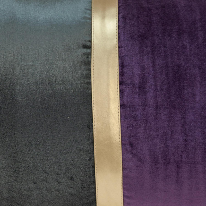 Coussin 12 "X 24", Gris foncé, doré et mauve