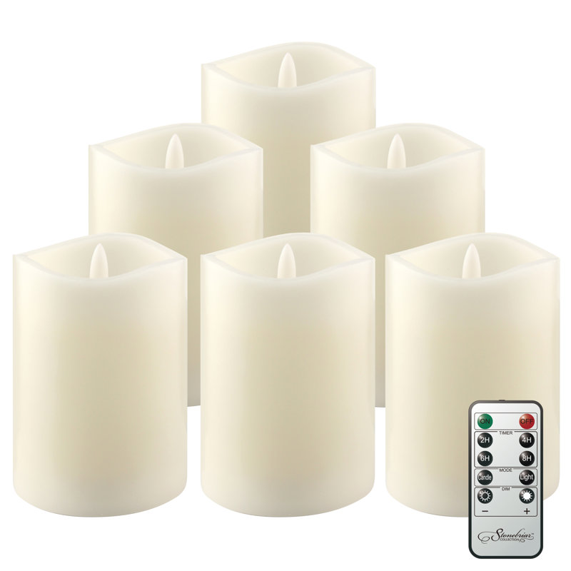 Ensemble de bougies pilier 6 pièces Jhara, Crème, H 4 po x l 3 po x P 3 po