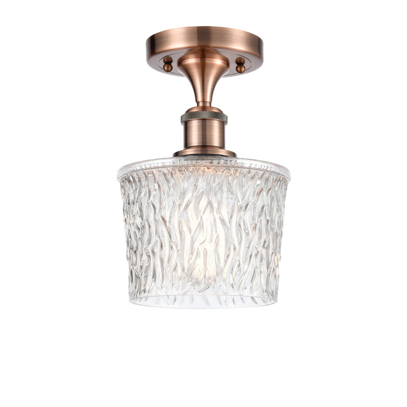 Camire Glass Semi Flush Mount, Antique Copper, No Bulb Included