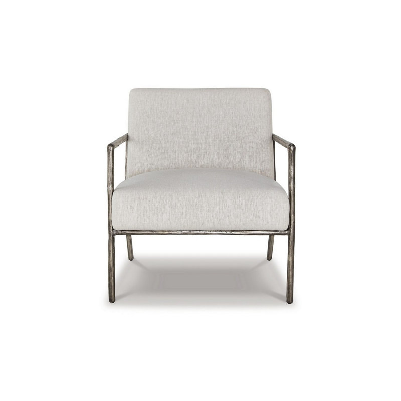 Chaise d'appoint 30 pouces Tusk, structure classique en aluminium étain, revêtement crème
