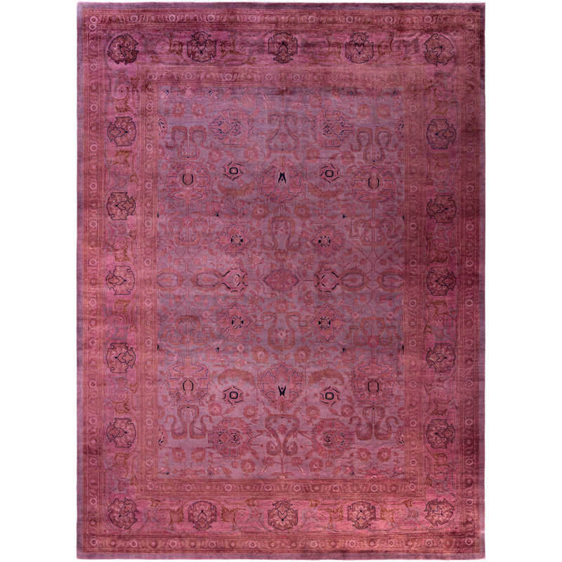 Overdyed Hand-Knotted Wool Modern-Contemporary Pink Area Rug 10' 1" x 13' 8"