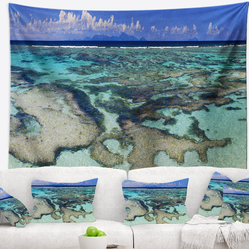 Tapisserie «Seascape Turquoise Tropical Ocean Waters», H 50 po x l 60 po