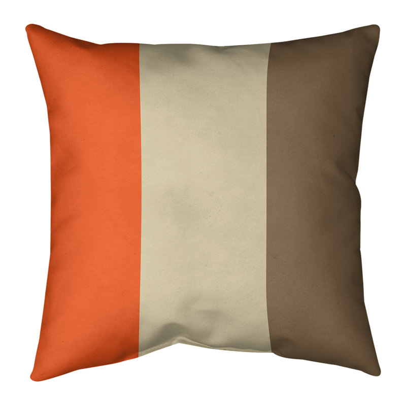 Housse de coussin San Francisco, 18 po x 18 po, Orange / crème / doré, Polyester / bourre de polyester