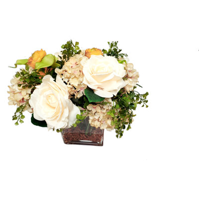 Fabric Roses Arrangement in Vase