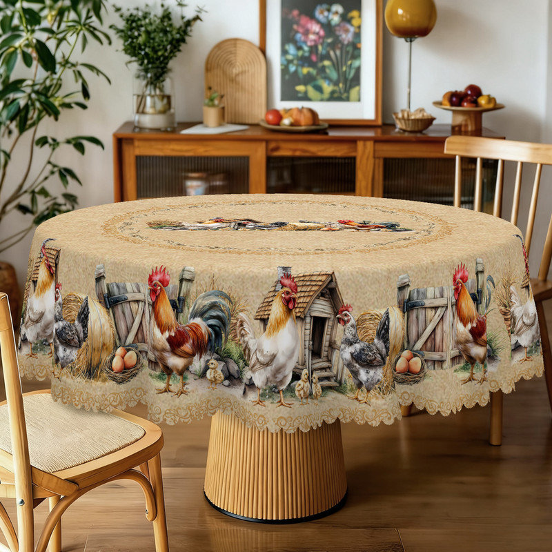 Rustic Country-Style Design Washable Polyester Tablecloth