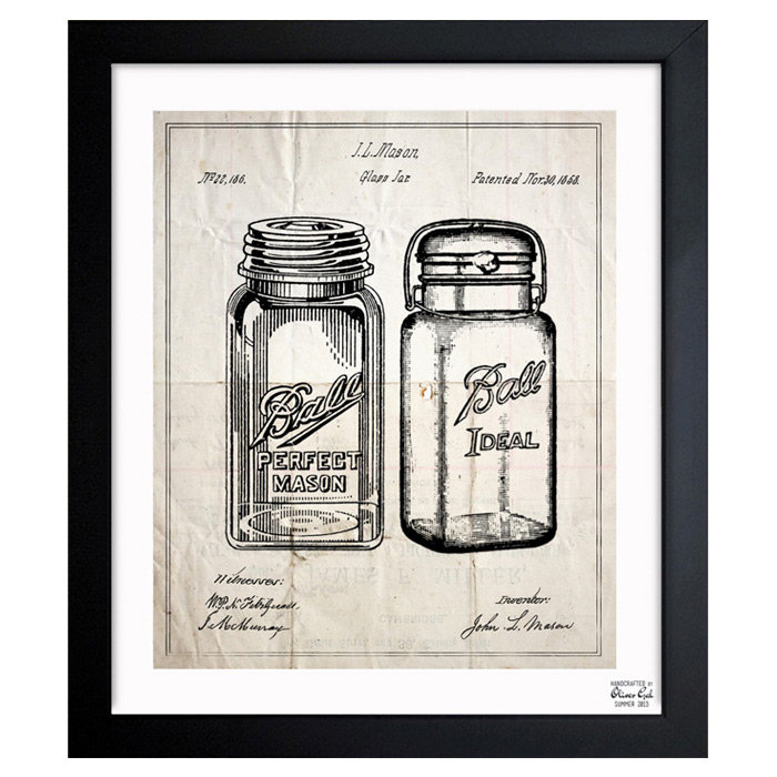 Mason Jar 1853 par Oliver Gal - peinture encadrée, H 18 po x l 15 po